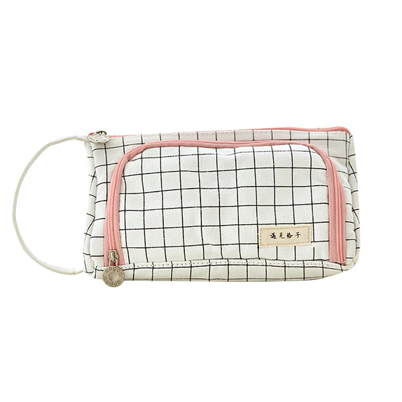 Creative Grid Large Capacity Pencil Case Girl Boy Student Multifunction Stationery Pen Brushes Bag Pouch Box School Gifts