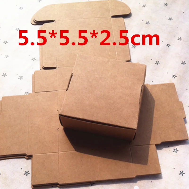 50PCS 5.5*5.5*2.5cm Kraft Paper Packaging Gift Boxes Wedding Party Cardboard Box For Handmade Soap Package Cosmetic Stoarge Box