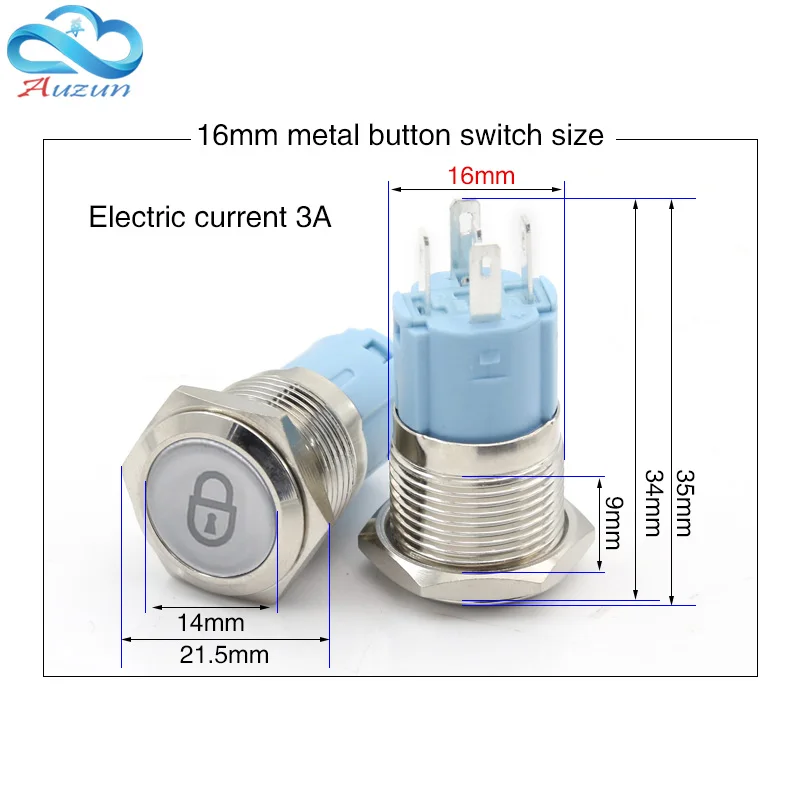 10PCS 16/19/22MM Metal Push Button Switch Self-lock Multiple Graphics Can Be Customized Total Switch 12/24/110/220v Usb Wifi