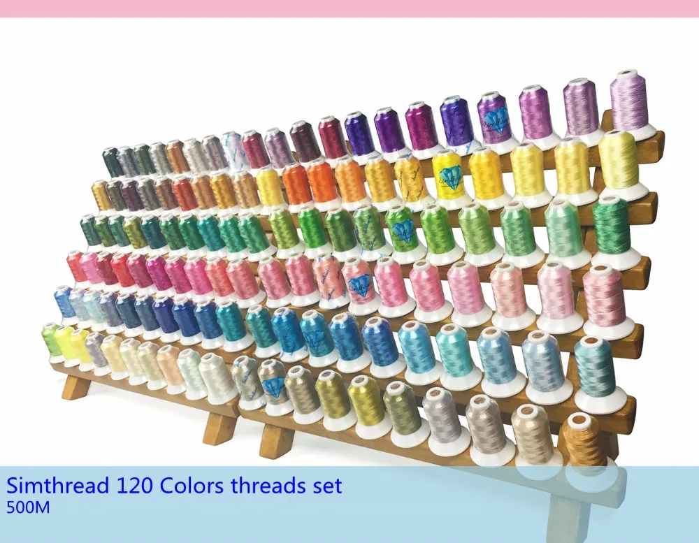 

Brand new Simthread 120 assorted colours 100% polyester embroidery sewing machine thread 500 meters each