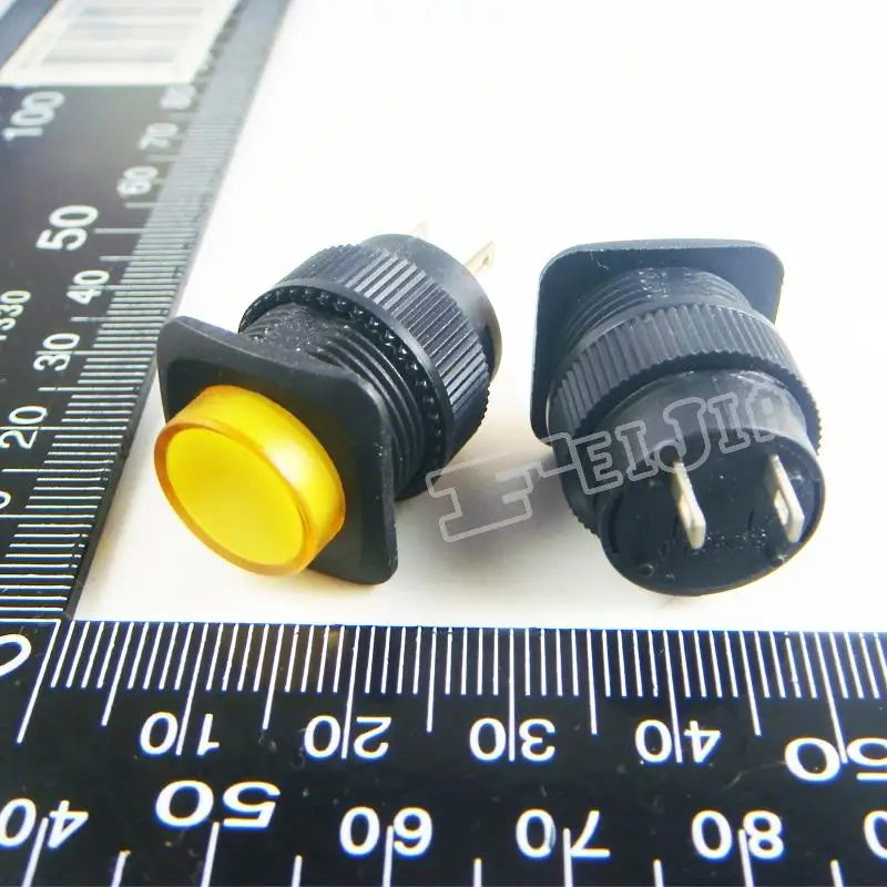 R16-504B Button color Yellow  1A/250V 2Pin Non Self-locking Push Button Switch (Self reset switch)10Pcs/lot