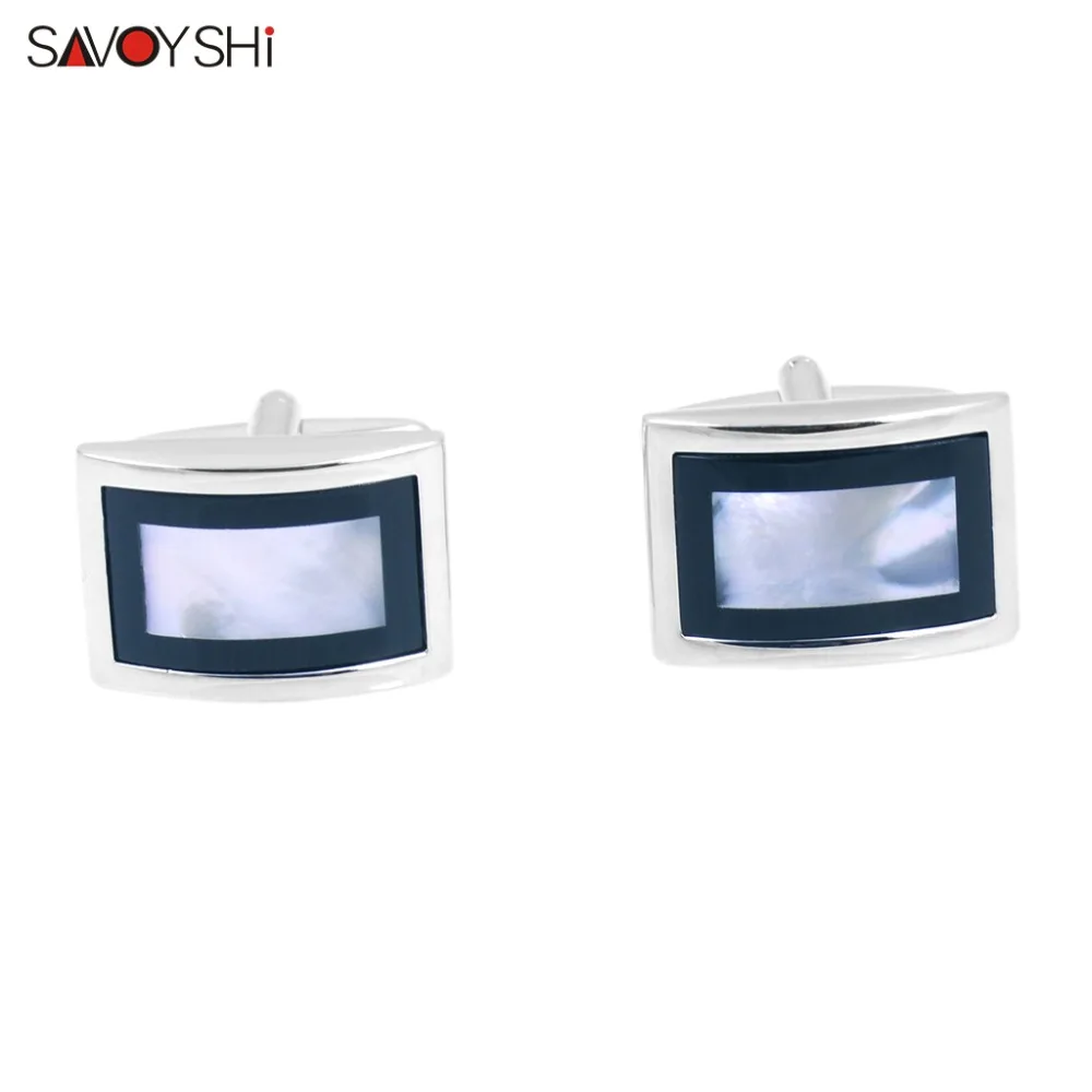 SAVOYSHI Luxury Shell Cufflinks for Mens Shirt Brand Cuff bottons High Quality Square Wedding Cufflinks Fashion Gift Men Jewelry