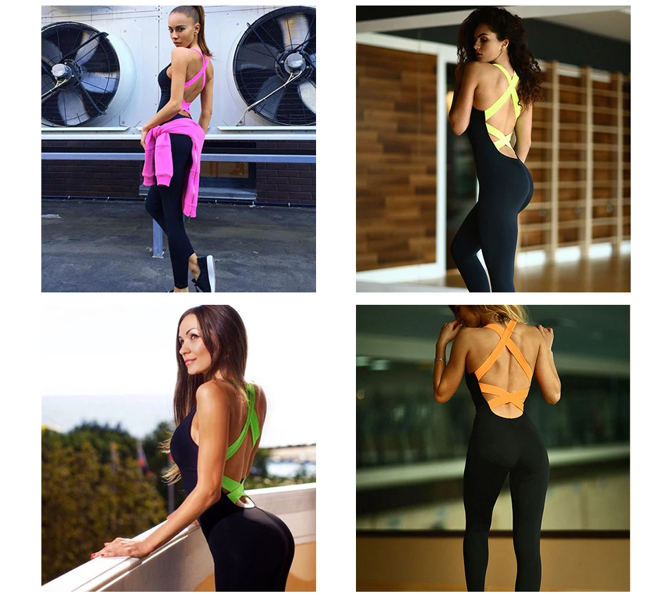 2023 One Piece Sport Clothing Backless Sport Suit Workout Tracksuit For Women Running Tight Dance Sportswear Gym Yoga Women Set