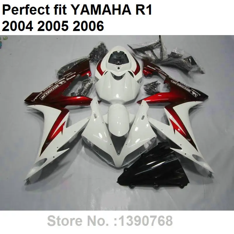 High quality ABS fairing for Yamaha injection mold YZF R1 04 05 06 white black fairings kit YZFR1 2004 2005 2006 LV30