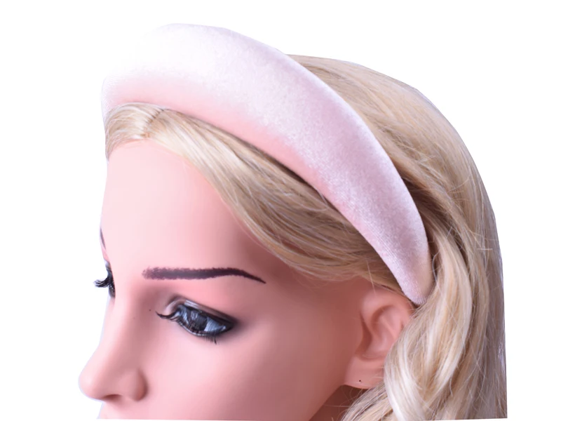 4cm Trendy Mode Samt Stirnband Frauen Breite Krone Fascinator Retro Hairband Mädchen Padded Haar Bands Haar Zubehör Werkzeuge – Detail 7