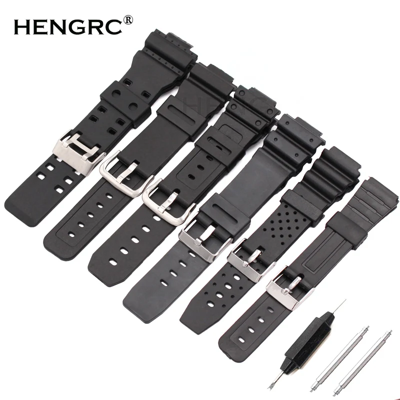 Watchband Silicone Rubber Band Men Sports Diving Black Strap PU Replace Electronic Wristwatch Belt Watch Accessories