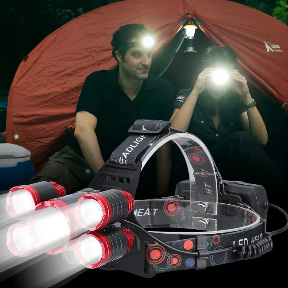 Rechargeable Headlamp Flashlight High Power Bright T6 LED Head Lamp, 4 Modes Waterproof Zoomable Work Headlight Headlamps