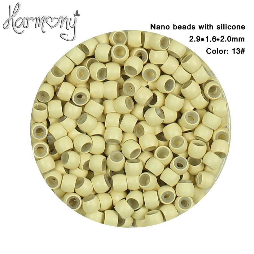 

1000 pcs 13# blonde silicone nano beads Copper Nano Rings with Silicone lined