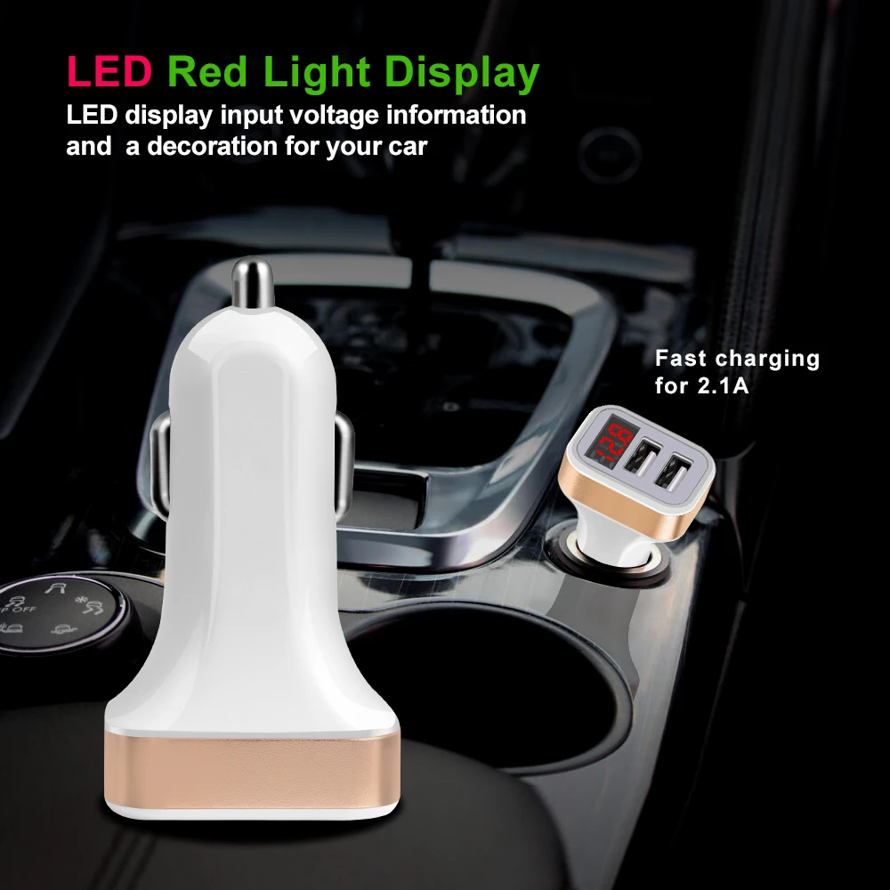 Crouch USB Car-Charger with LED Screen Car Mobile Phone Charger Adapter for iPhone 7 8 6 Samsung s9 s8 Xiaomi note 5 car charger