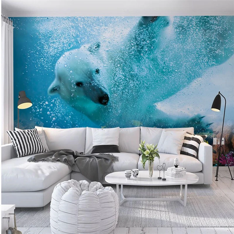 wellyu papel de parede para quarto Custom wallpaper  Polar bear underwater world TV wall wallpaper murals behang  tapety