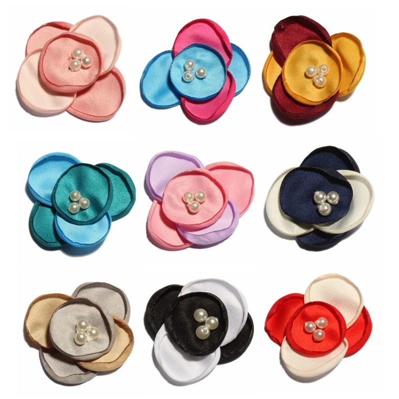 

60PCS 5CM Newborn Fashion Hair Flowers For Headbands Burned Fabric Hair Flower Clips For Hair Accessories