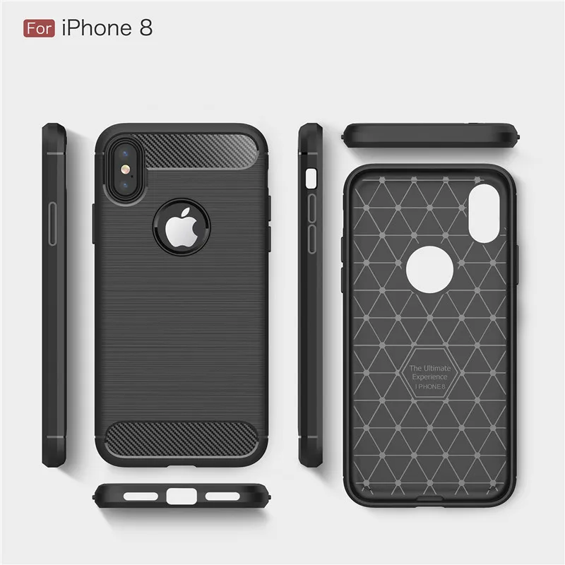 50  pcs Wholesale Luxury Shockproof Soft Carbon Fiber TPU Cases for iPhone 8  Case Silicone Coque  with custom logo