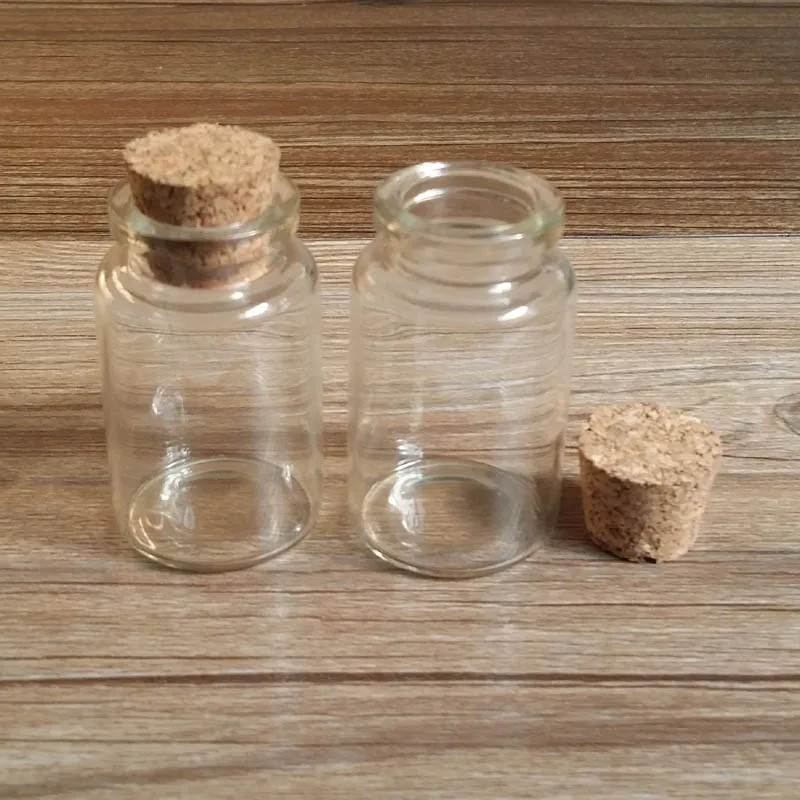 360 x 20ml Clear Class Bottle with Wooden Cork Empty Sample Container Cork Stopper Glass Vial Wishing Bottle Storage Containers