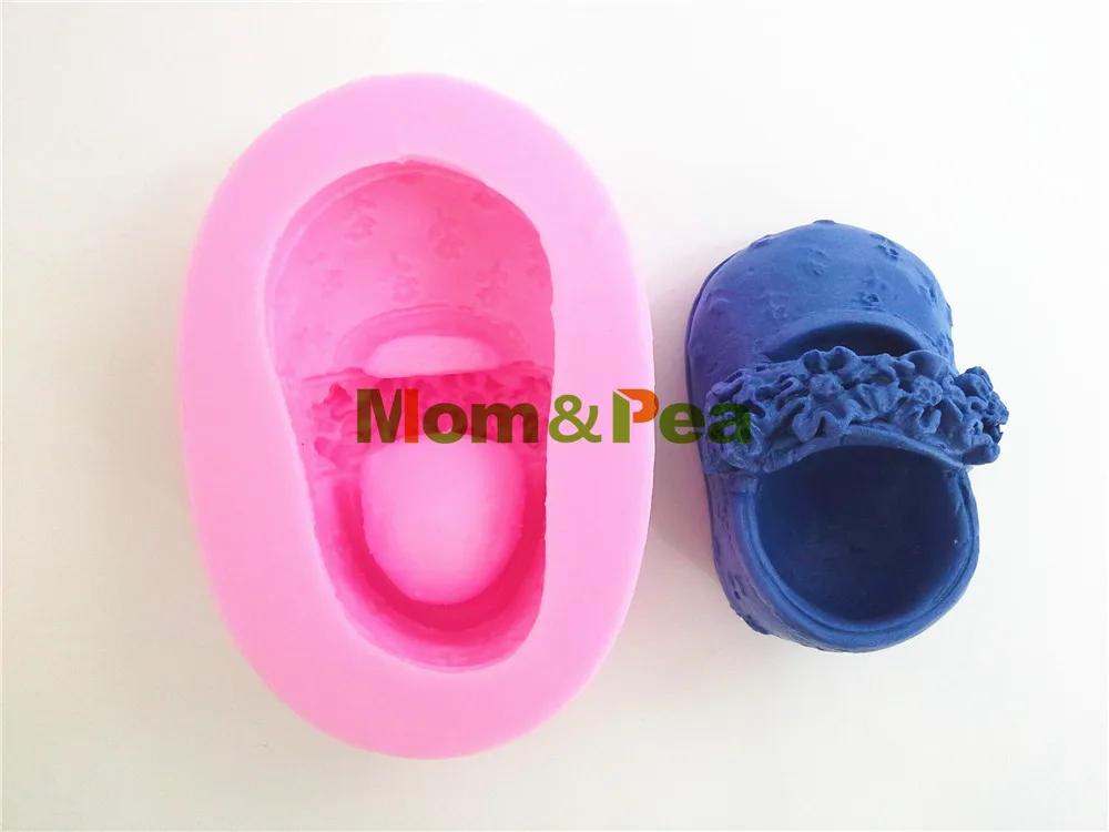 Mom&Pea 0002 Baby Flower Shoe Shaped Silicone Soap Mold Cake Decoration Fondant Cake 3D Mold Food Grade Silicone Mould