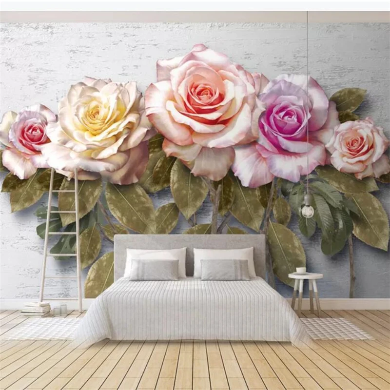 

wellyu Modern retro boutique flower rose garden TV background wall painting custom large mural home decor wallpaper papier peint