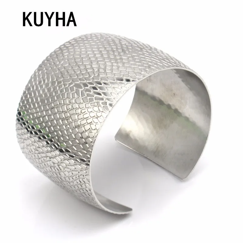 Wide Arm Cuff Bracelets for Women Men Girls Silver Color Female Male Open Bangle Fashion Bijoux Femme