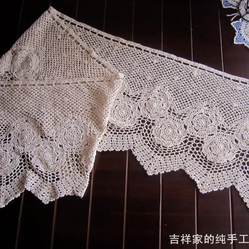 Free shipping 2014 new fashion crochet lace as cloth accessories cotton cutout coffee curtain air curtain for home decoration