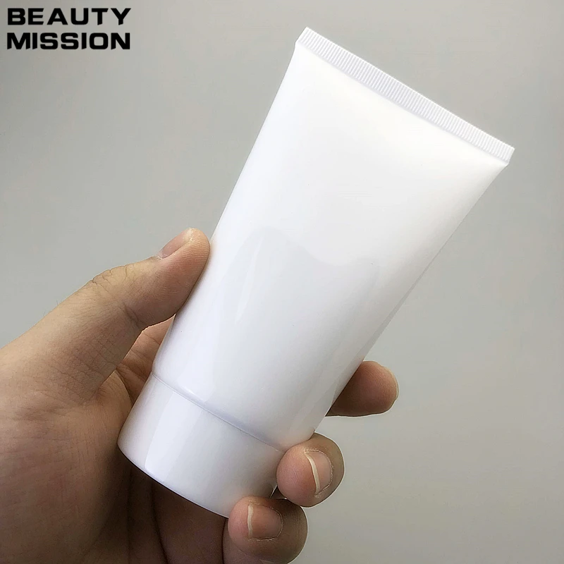 

(25pcs)150g empty cosmetics container Plastic hose Facial cleanser sunscreen packaging container 150ml White squeeze hose