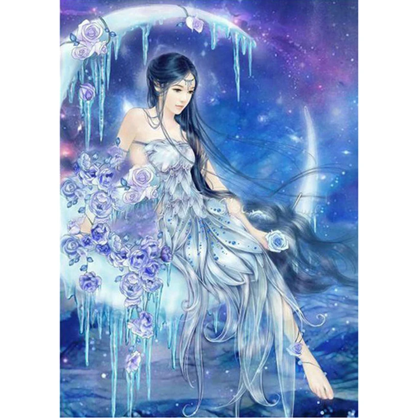 Diamond Painting Cross Stitch girl DIY 5D Rhinestone diamond Embroidery fairy moon picture diamond puzzle handmade Home  FR155