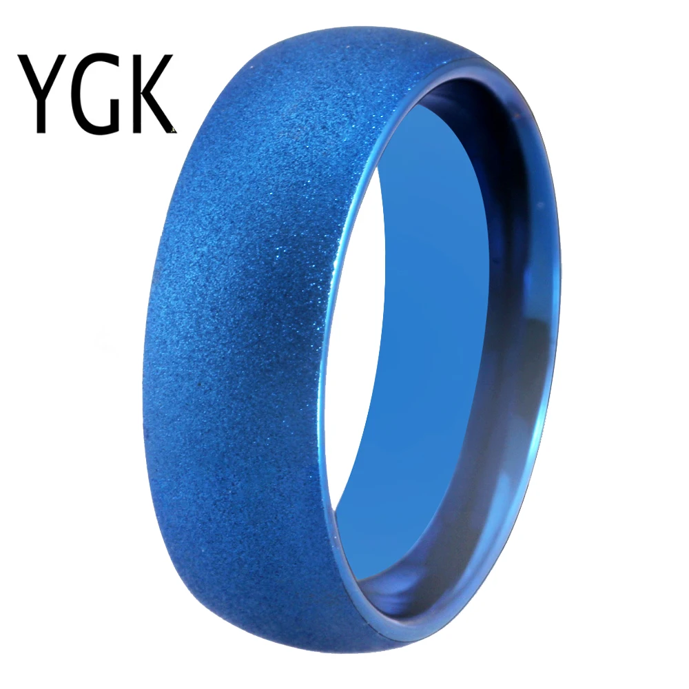 Classic Men's Ring For Women 8mm Blue Sandblasted Tungsten Carbide Ring Comfort Fit Wedding Band Anniversary Gift Drop Shipping