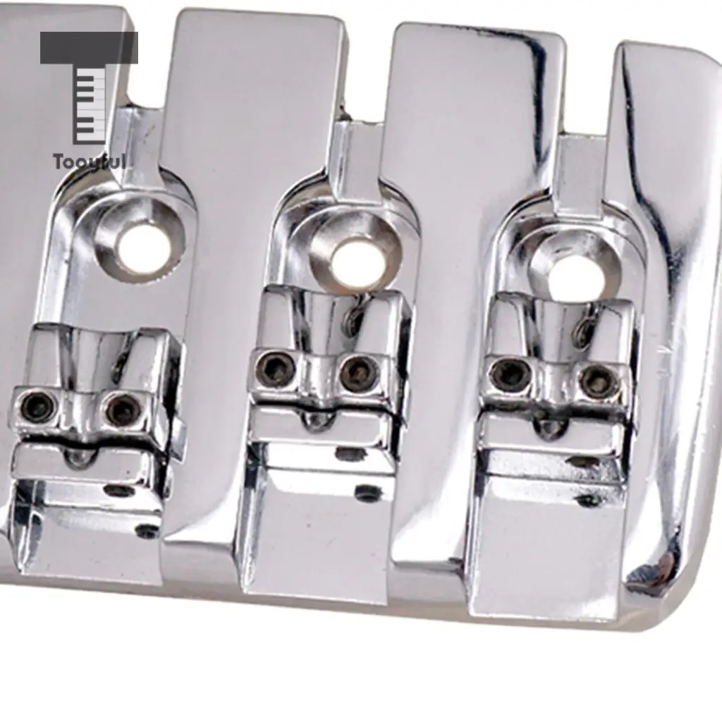 Tooyful Bass Bridge Tailpiece with Screws Wrench Guitar Accessories for 4 String Electric Bass Replacement Parts Black