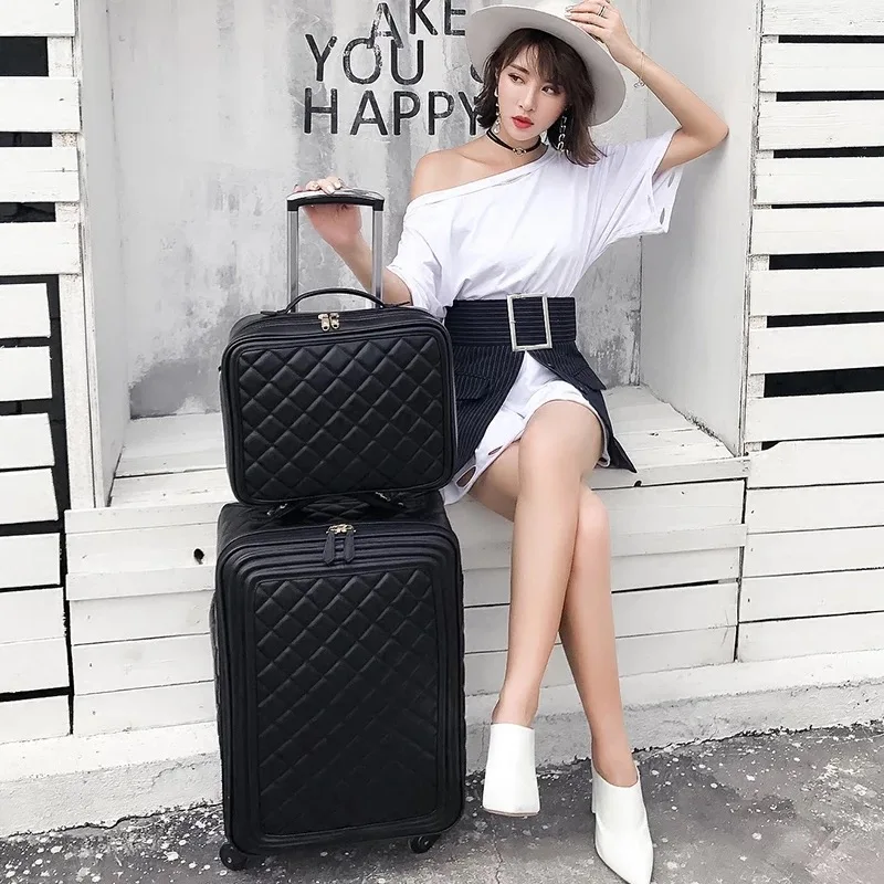 New fashion women rolling luggage with handbag female 16/20/24 inch boarding bag password travel set trolley suitcase