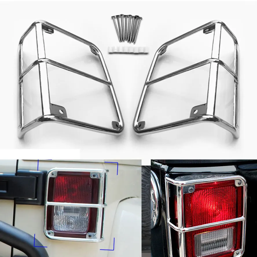 

Auto 1Pair Metal Billet Rear Tail Light Lamp Guards Cover Trim Protector Frame Decoration For Wrangler JK