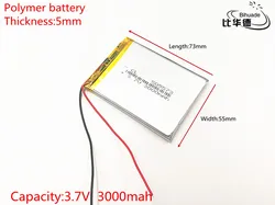 3.7 V 3000 mAh 505573 bateria litowo polimerowa bateria li-po akumulator litowo jonowy akumulator baterie do Mp3 MP4 MP5 zabawki telefonu komórkowego