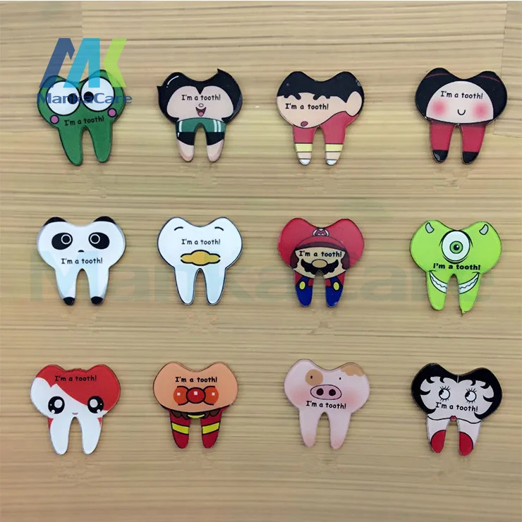 

12 Pcs Japanese Harajuku style cartoon Healthy teeth acrylic brooch pin no phone shell DIY patch