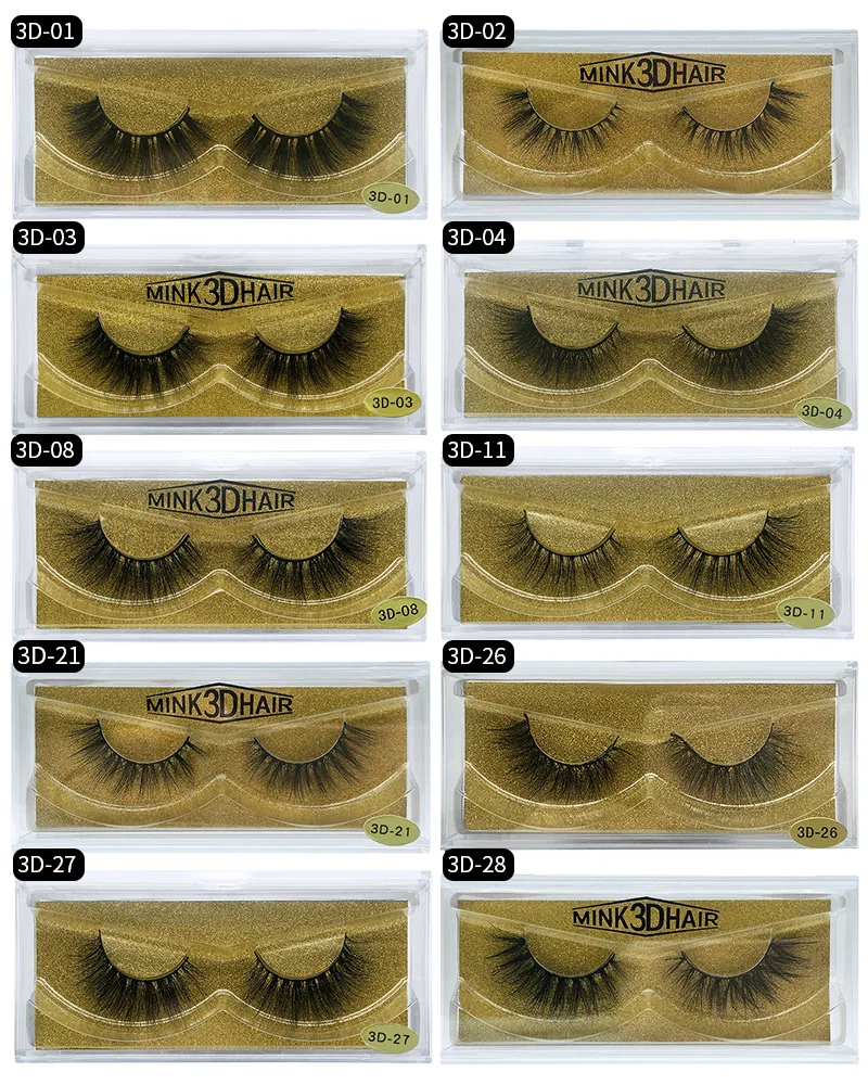 High-grade Mink 3D Hair False Eyelashes Soft & Vivid Natural Look Thick Mink Fur Hair Fake Lashes 10pairs/lot drop shipping