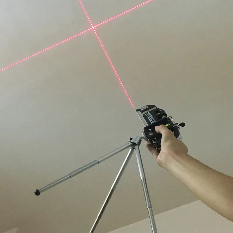 Laser Level Vertical Measure Line Tape Adjusted Multifunction Standard Ruler Horizontal Lasers Cross Lines Instrument + Tripod