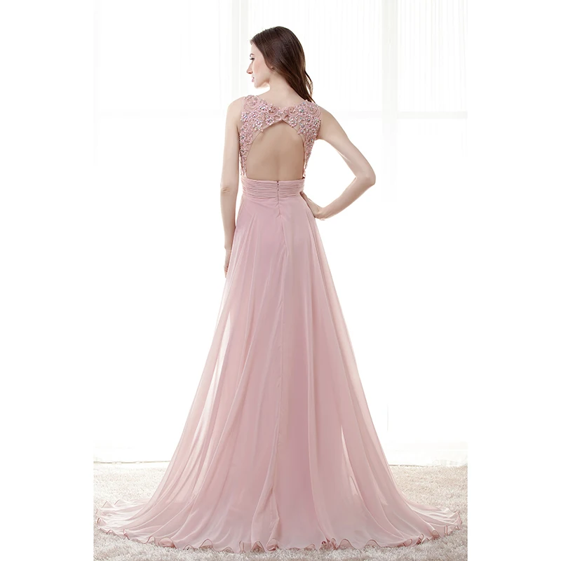 Forevergracedress High Quality Cheap Bridesmaid Dress New Arrival Long Open Back Chiffon Applique Wedding Party Gown Plus Size