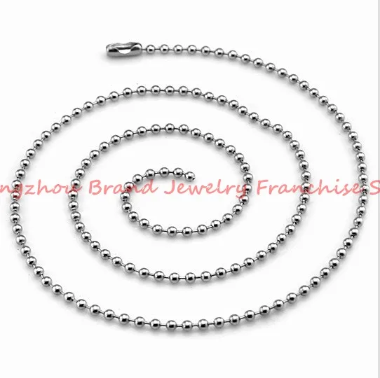 1.5/2/2.4/3.2/4/5/6/8/10mm 316L Stainless Steel Silver color Top Polished Men/Womens Necklace Beads Ball Chain 16\