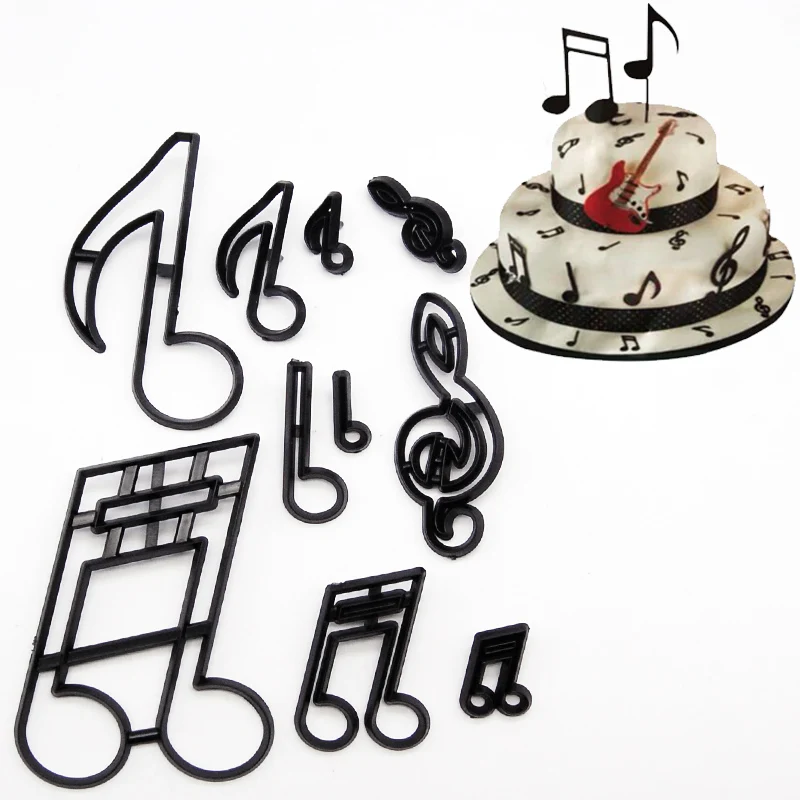 

10PCS Plastic Large Music Notes Cookie Cutter Sugarcraft Fondant Cutter Mold Cake Decorating Tools Baking Cupcake Cake Mold