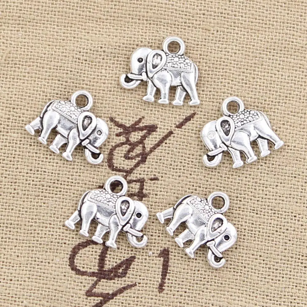 15pcs Charms Double Sided Elephant 13x12mm Antique Making Pendant fit,Vintage Tibetan Bronze Silver color,DIY Handmade Jewelry