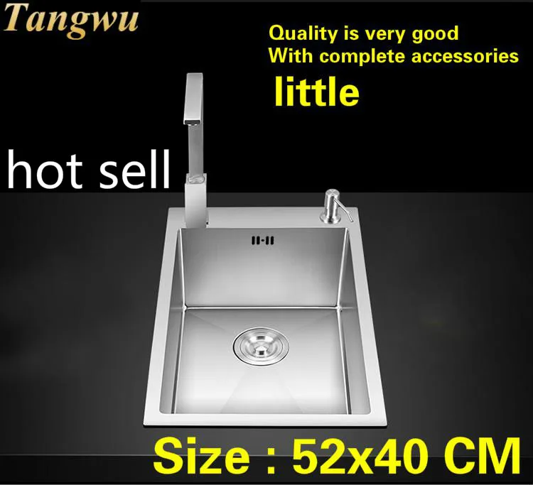 

Free shipping Apartment standard kitchen manual sink single trough do the dishes 304 stainless steel hot sell 520x400 MM