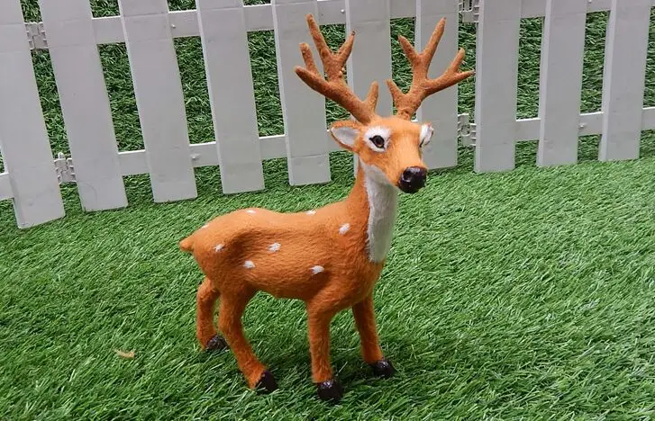simulation deer polyethylene&furs male sika deer model about 18x20cm handicraft prop,home decoration Xmas gift w1407