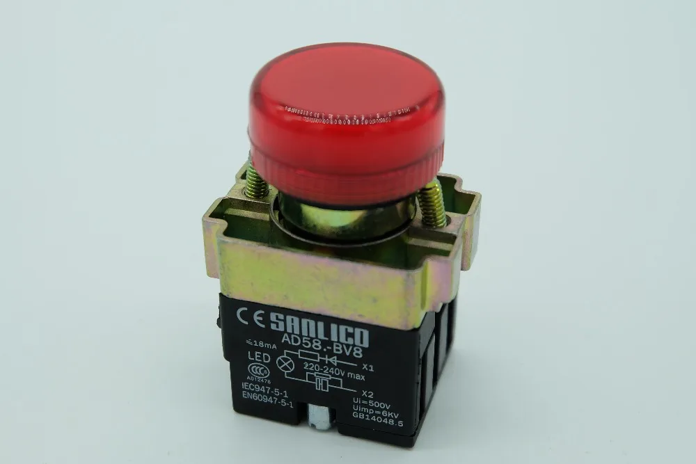 Pilot Indicator Signal Light Lamp with Integral LED SB2 LA68B XB2BV84 Ø22mm