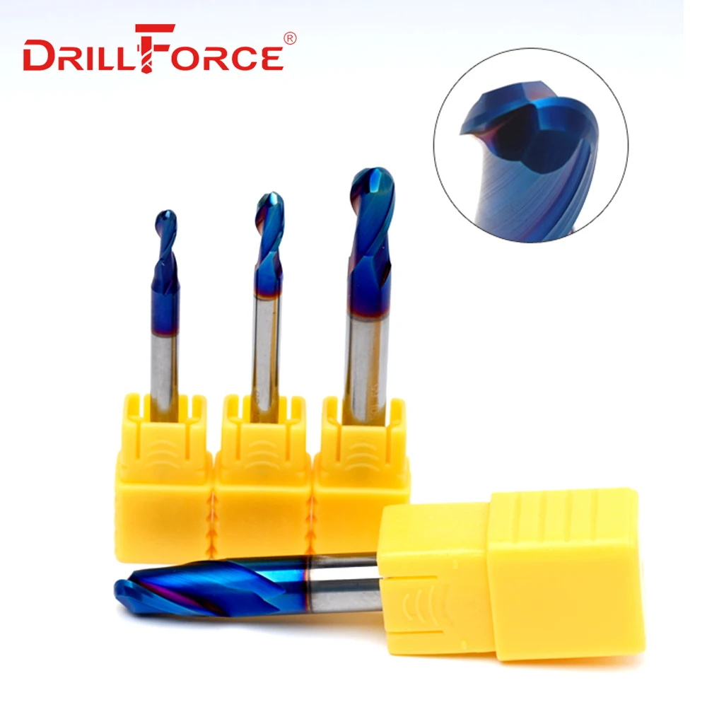 1 PC R0.5mm-R6mm HRC65 Solid Carbide 2 Flauti Sfera Naso End Macinapepe Fresa Utensili CNC (0.5 /0.75/1/1.5/2/2.5/3/3.5/4/5/6 mm)