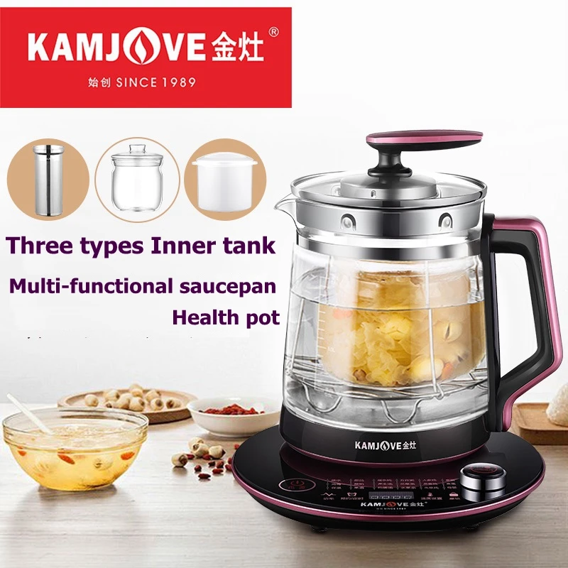 KAMJOVE-Full Automatic Glass Stewing Pot, Health Pot, Multi-Functional Flower Tea Pot, HT-810