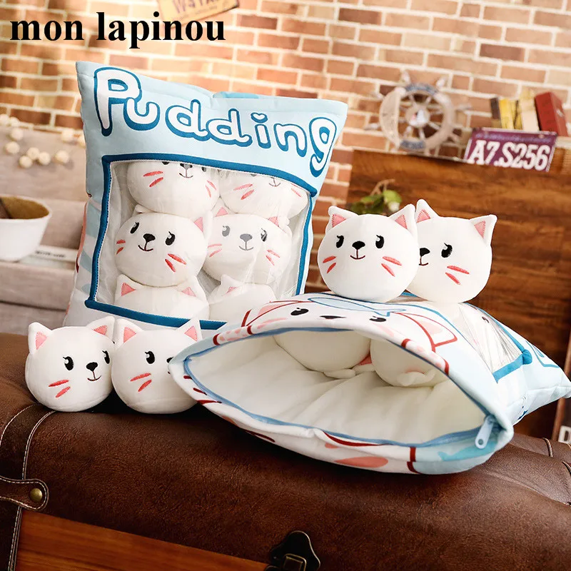 

A Bag Of Plush Cat Pudding Pillow Simulation Stuffed Snack Soft Cushion 8 pcs Cat Plush Toys For Children Gift For Girlfriend