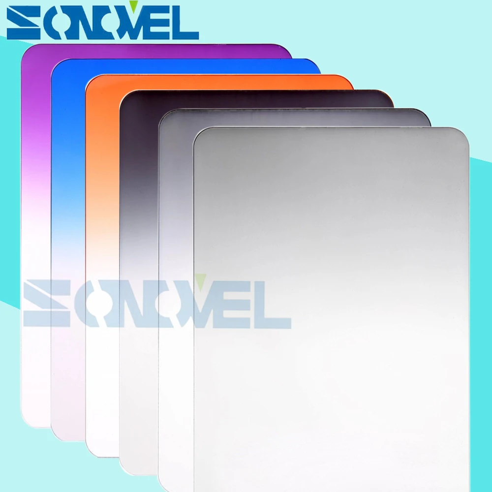 100mm*145mm Graduated ND2 ND4 ND8 Neutral Density 100*145mm Graduated Purple Blue Orange Square Filter for Lee Cokin Z series