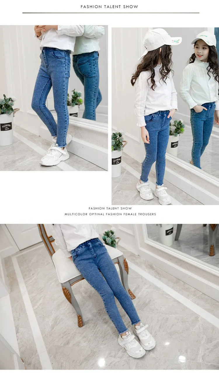 Mädchen-Leggings, neu 2026, Herbst, Kinder-Jeans für Mädchen, blau, schwarz, elastisch, enganliegende Kinderhosen für 4 bis 13 Jahre, Denim-Hosen. – Detail 8