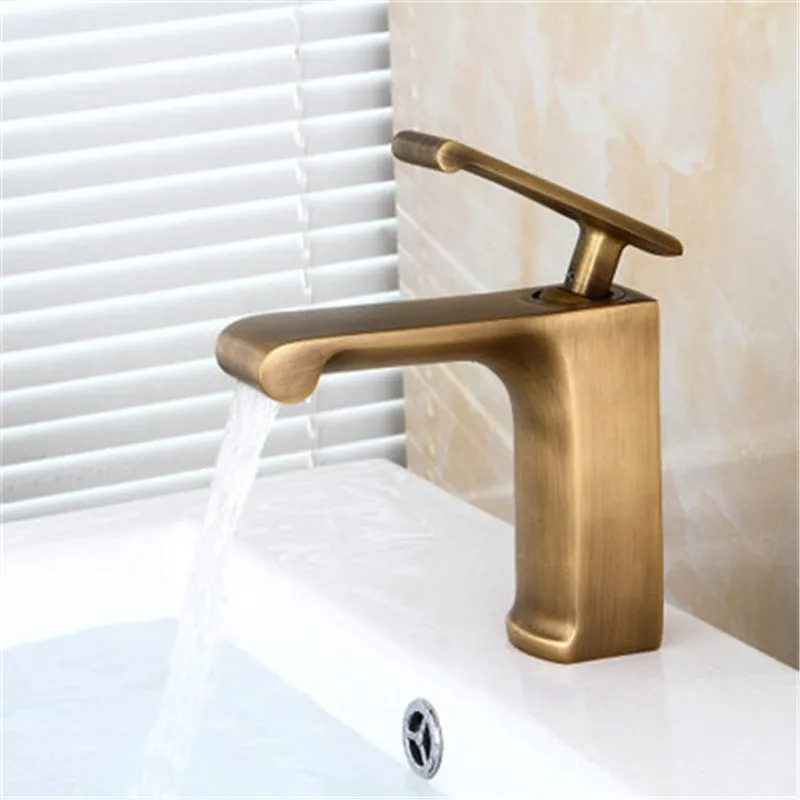 

Basin Faucet Single Handle Antique Bronze Brass Faucet Hot and Cold Sink Faucet Mixer Tap Bathroom Faucet Lavatory Mixer