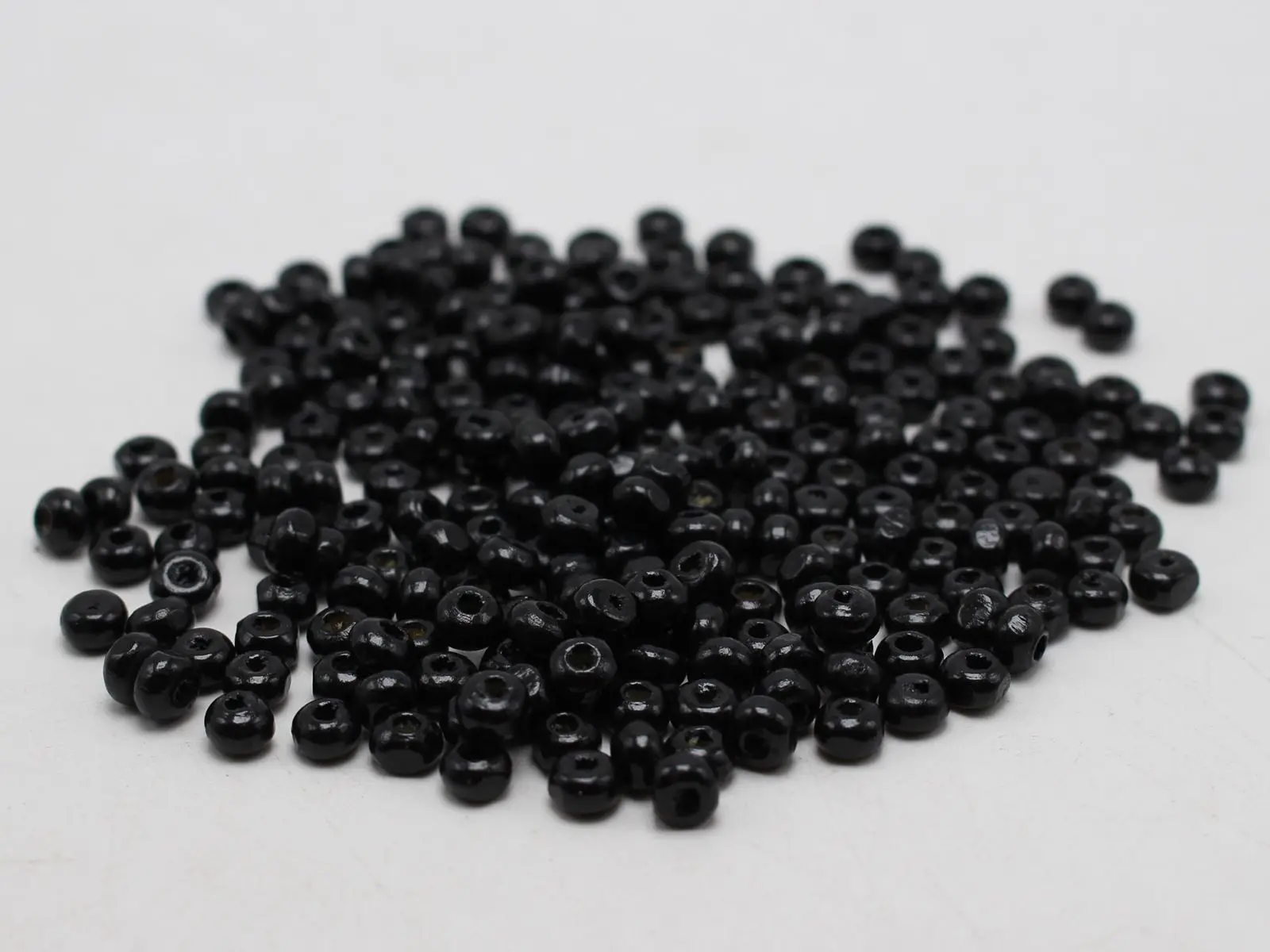 1000 Black 4mm Round Wood Seed Beads~Wooden Beads