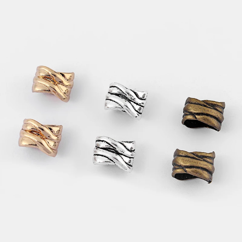 10pcs Three Color Wood Grain Slider Spacer Beads Fit 10*6mm Licorice Leather Cord Bracelet Necklace Jewellery Making Material