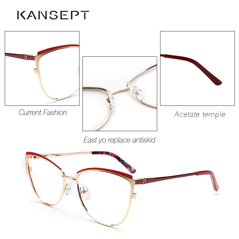 Metal Women Metal Glasses Frame Cat Eye Glasses Women Myopia Optical Clear Eyeglasses Frame Brand Designer Vintage