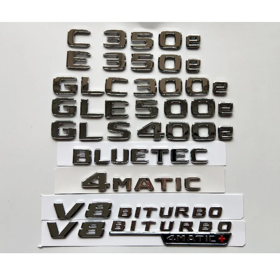 

Chrome Letters Emblems Badges for Mercedes Benz AMG C350e E350e E400e G350e GLS350e GLC350e GLE500e GLE350e GLS400e 4MATIC 2017+