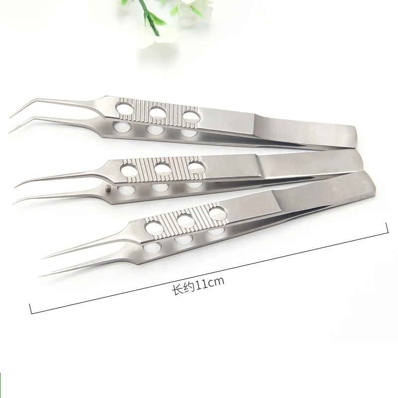 Makeup tools Eyelid Tools 11cm Stainless Steel Micro Tweezers Eyelid Tweezers Tooth Platform Ophthalmic Instruments