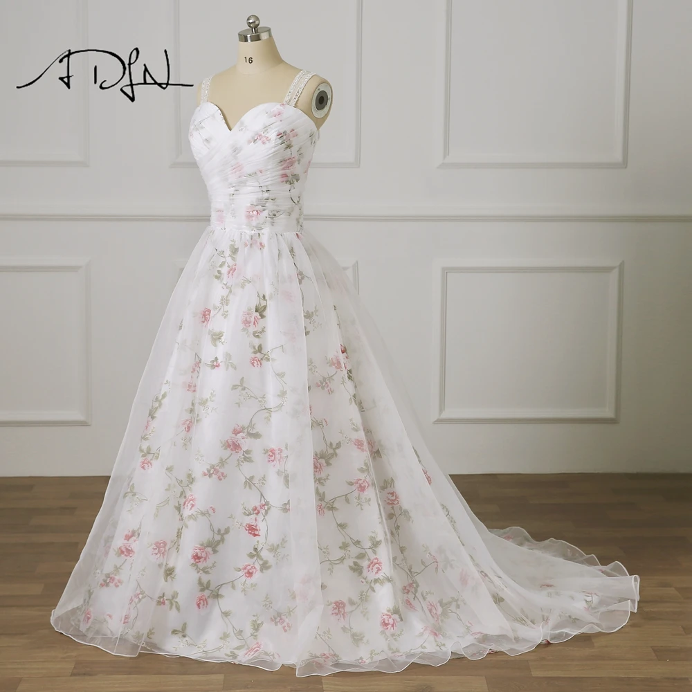 Vestido de Novia de talla grande con Organza Floral, Vestido de Novia personalizado con cuentas, corte en A, Vestido de Novia personalizado